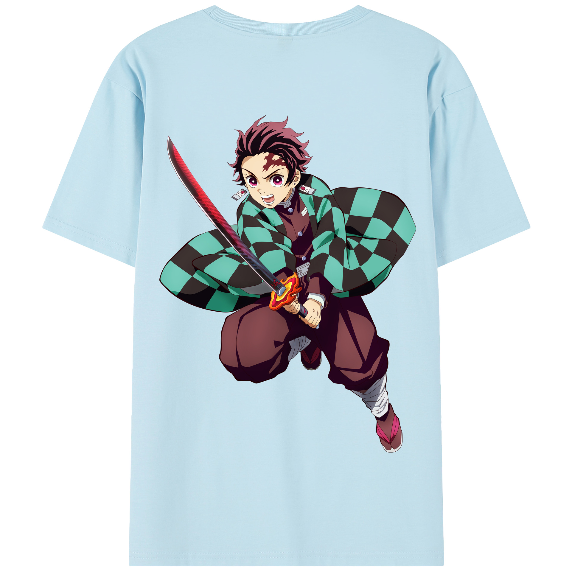 （画像用） 鬼滅の刃 竈門 炭治郎／かまど たんじろう Kamado Tanjirou 綿100％半袖Tシャツ（背面プリント）